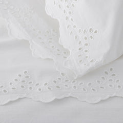 Eyelet Classic Cool Cotton Percale Solid Sham - White, Euro