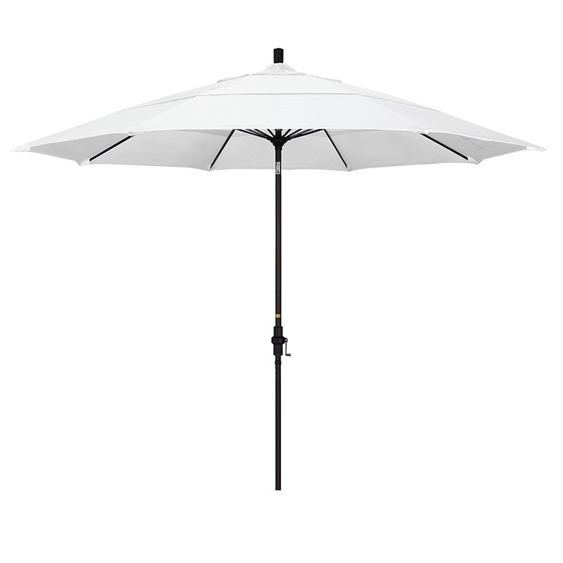 Round Outdoor Patio Umbrella, Fiberglass with Twist Tilt - Bronze Finish, Natural, 11'