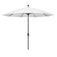 Round Outdoor Patio Umbrella, Fiberglass with Twist Tilt - Bronze Finish, Natural, 11'