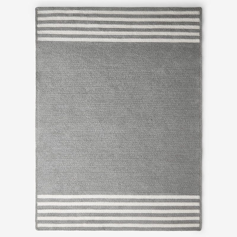 Chenille Border Stripe Handwoven Reversible Rug - Gray, 8' x 10'