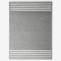 Chenille Border Stripe Handwoven Reversible Rug - Gray, 8' x 10'