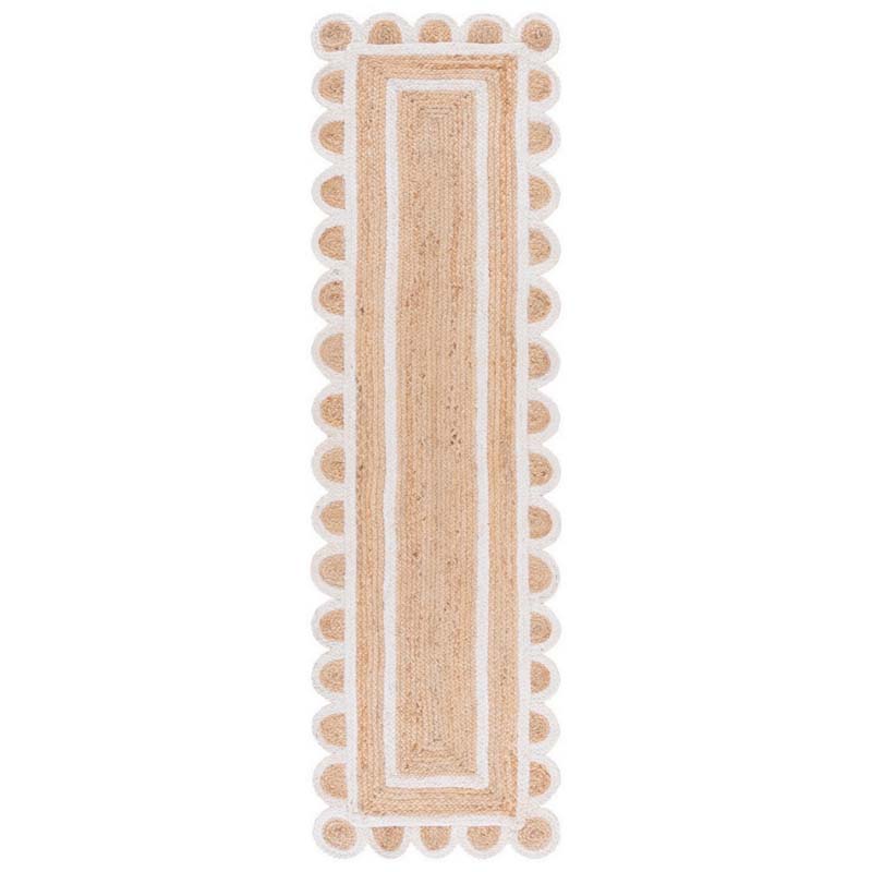Scallop Border Handwoven Jute Rug - Ivory, 2' 3" x 8' Runner