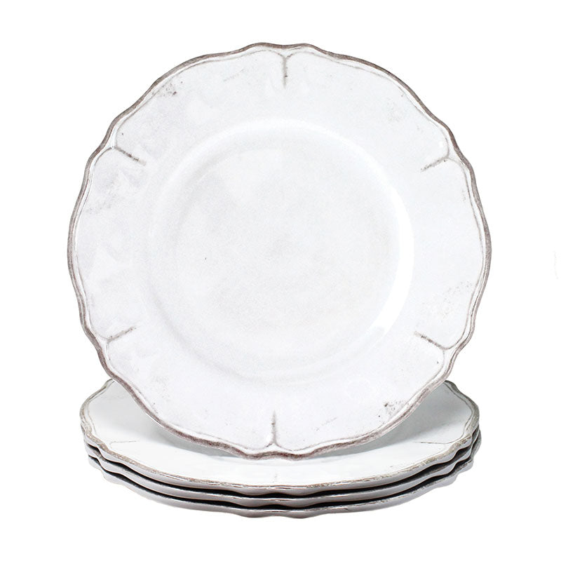 Rustica Antique White Melamine Dinner Plates, Set of 4 - White