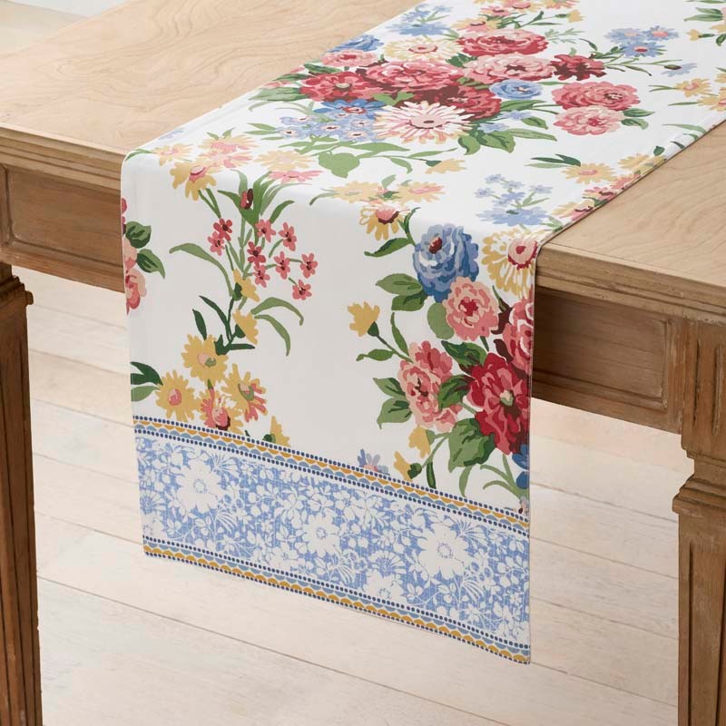 Garden Floral Cotton Table Runner - Natures Bouquet, 16 in. x 90 in.