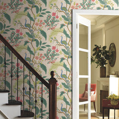 Peacock Traditional Wallpaper - Light Pink, Swatch