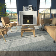 Herringbone Hand Tufted Wool Rug - Denim, 2' 3" x 8' Runner