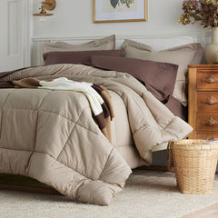 Classic Cool Cotton Percale Comforter - Cocoa, King/Cal King