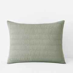 Premium Breathable Washed Linen Solid Quilted Sham - Moss, Standard