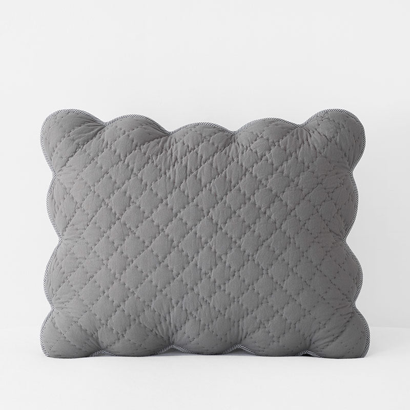 Scallop Quilted Sham - Gray, King