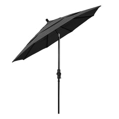 Round Outdoor Patio Umbrella, Fiberglass with Twist Tilt - Black Finish, Black, 11'