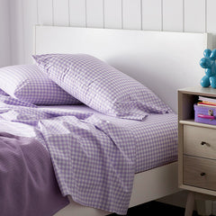 Gingham Classic Cool Organic Cotton Percale Comforter Set - Lilac, Twin/Twin XL