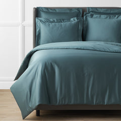 Premium Smooth Supima® Cotton Wrinkle-Free Sateen Duvet Cover - Ocean Blue, Full