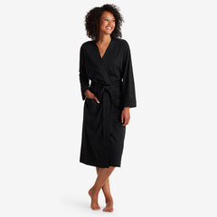 Pima Cotton Kimono Robe - Black, XS