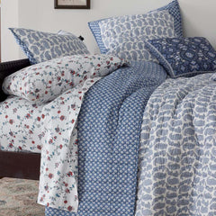 Jiya Reversible Quilted Sham - Blue, Euro