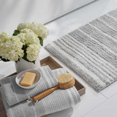 Plush Spa Stripe Hand Towel - Light Gray