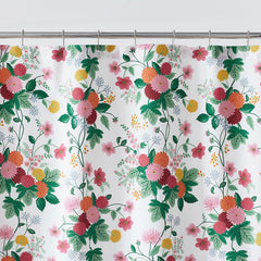 Dahlia Classic Cool Cotton Percale Shower Curtain - White Multi