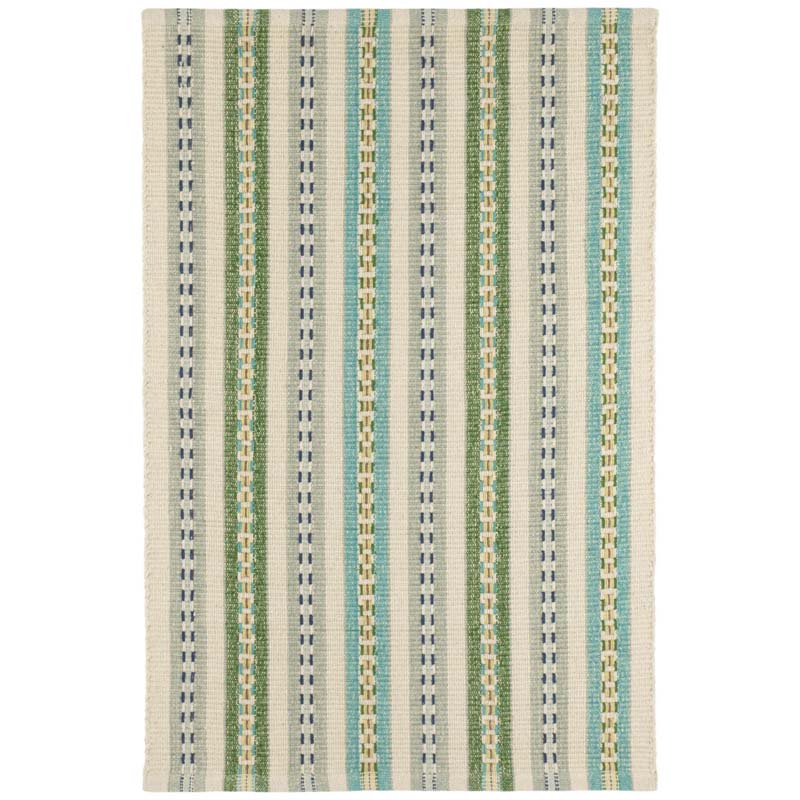 Long Slade Handwoven Cotton Rug - Teal, 5' x 8'