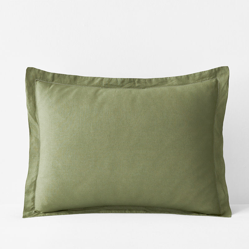 Premium Breathable Relaxed Linen Sham - Moss Green, Standard