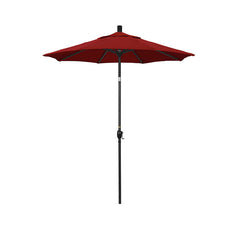 6' Round Outdoor Patio Umbrella, Aluminum with Push Button Tilt - Black Finish, Jockey Red