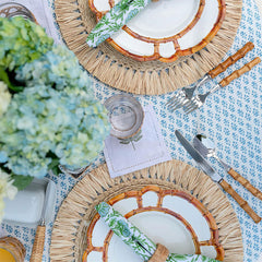 Faux Bamboo Border Melamine Dinner Plates, Set of 4 - White