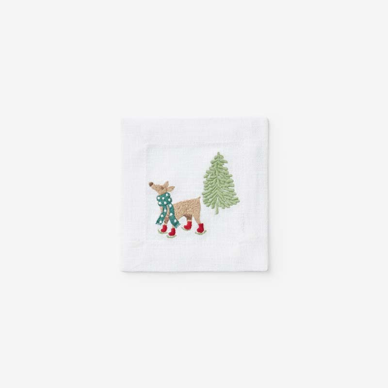 Embroidered Novelty Cocktail Napkins, Set of 4 - Deer