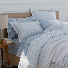 Blossoms and Stripes Classic Cool Cotton Percale Sham - Squiggle Stripe, King