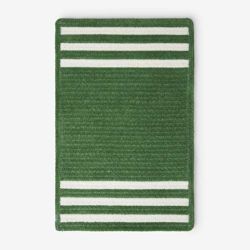 Chenille Border Stripe Handwoven Reversible Rug - Moss Green, 3' x 5'