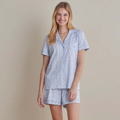 Printed Peruvian Cotton Women's Shorts Set - Bergen Blue, S