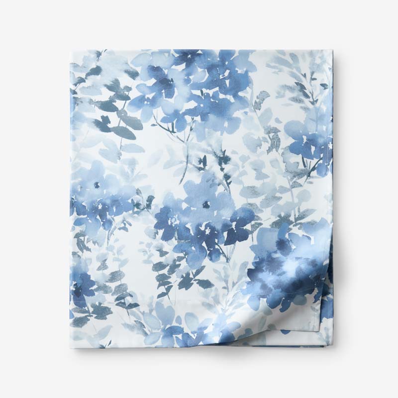 Floral Grove Premium Smooth Wrinkle-Free Sateen Flat Bed Sheet - Dusty Blue, Full