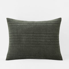 Line Stitch Velvet Quilted Sham - Olive, King