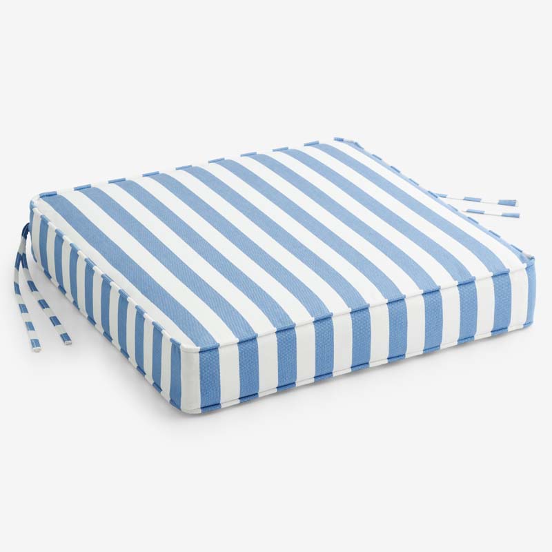 Replacement Boxed Edge Chair Cushion - Narrow Stripe Air Blue, 21 in. x 19 in.