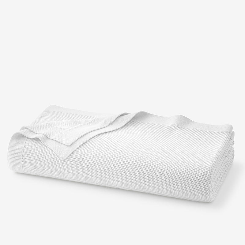 Classic All Season Breathable Cotton Knit Blanket - White, Full/Queen
