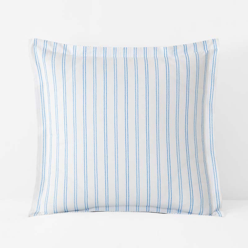 Blossoms and Stripes Classic Cool Cotton Percale Sham - Squiggle Stripe, Euro