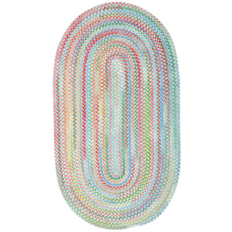 Garden Stripe Reversible Braided Cotton Rug - Blue, 7' x 9' Oval