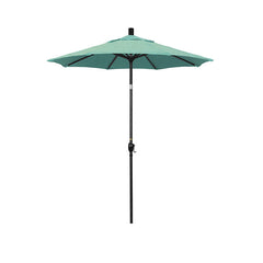 6' Round Outdoor Patio Umbrella, Aluminum with Push Button Tilt - Black Finish, Spectrum Mist