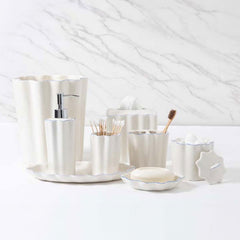 Scallop Tissue Box - Cream and Blue