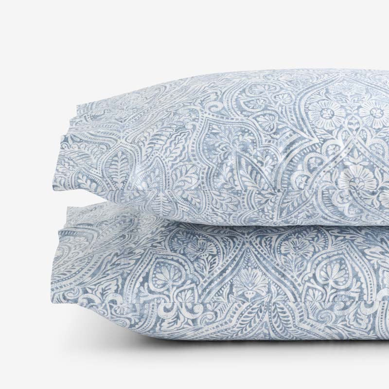 Paisley Grace Floral Premium Smooth Wrinkle-Free Sateen Pillowcase Set - Blue, Standard