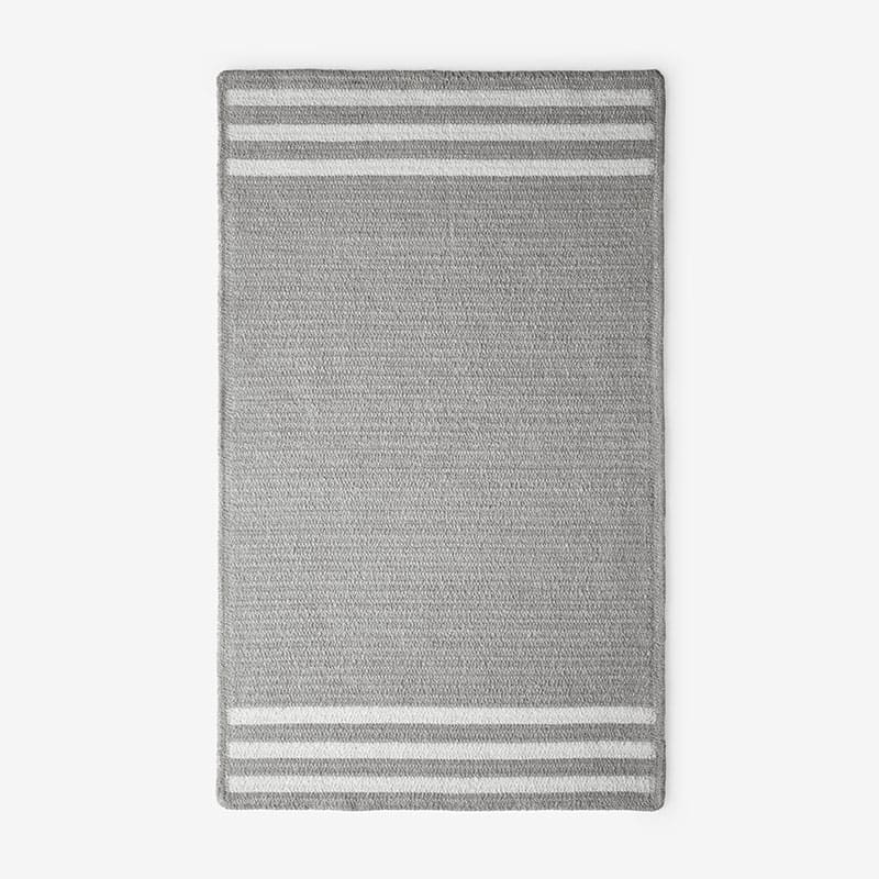 Chenille Border Stripe Handwoven Reversible Rug - Gray, 3' x 5'