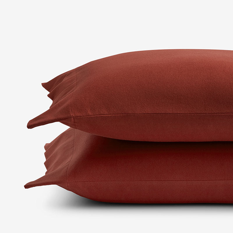 Classic Ultra-Cozy Cotton Velvet Flannel Pillowcase Set - Rust, King