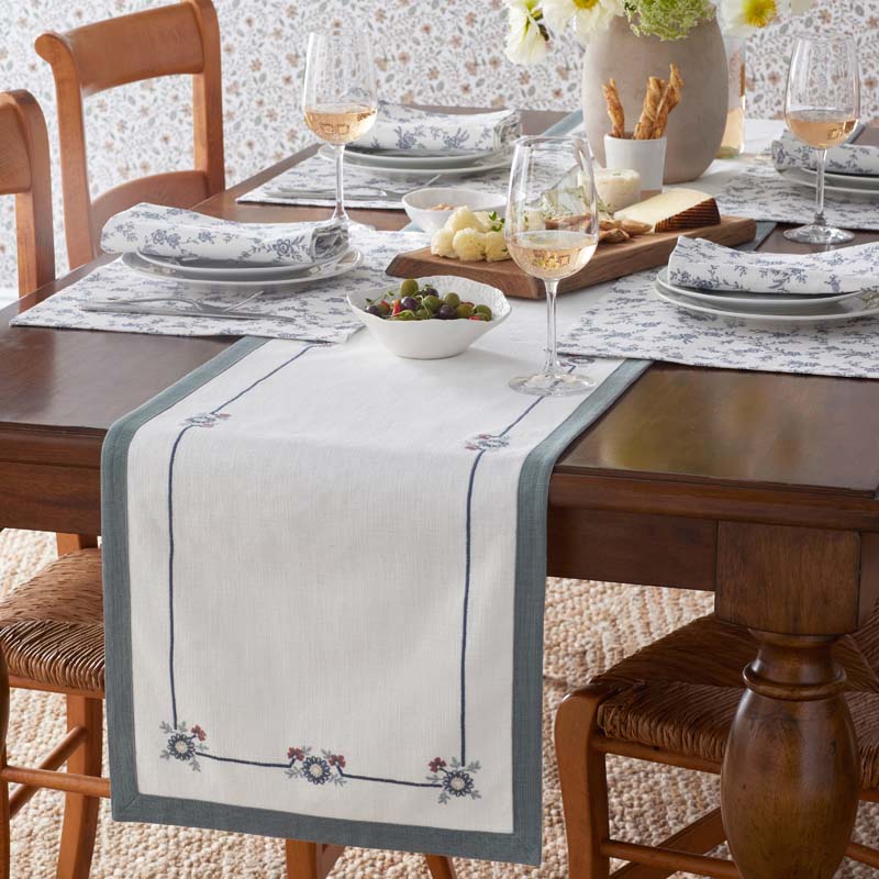 Floral Table Runner - Floral Border, 16 in. x 90 in.