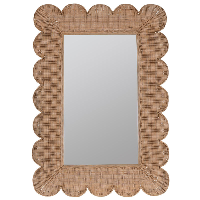 Scalloped Rattan Wall Mirror - Natural