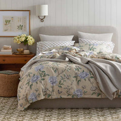 Peony Garden Premium Smooth Wrinkle-Free Sateen Comforter - Beige Tan, Full/Queen