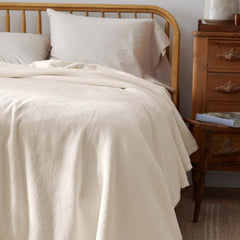 Cotton/Acrylic Fleece Blanket - Ivory, Twin/Twin XL