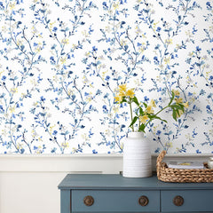 Emily Removable Wallpaper - White/Blue, Panel