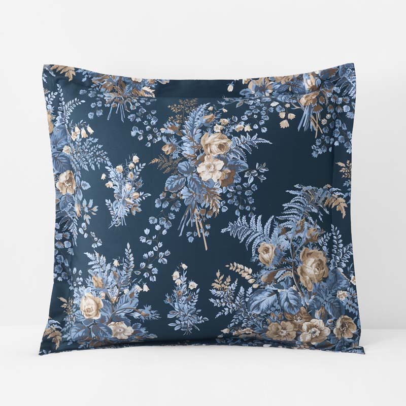 Antara Reversible Premium Smooth Sateen Sham - Navy, Euro