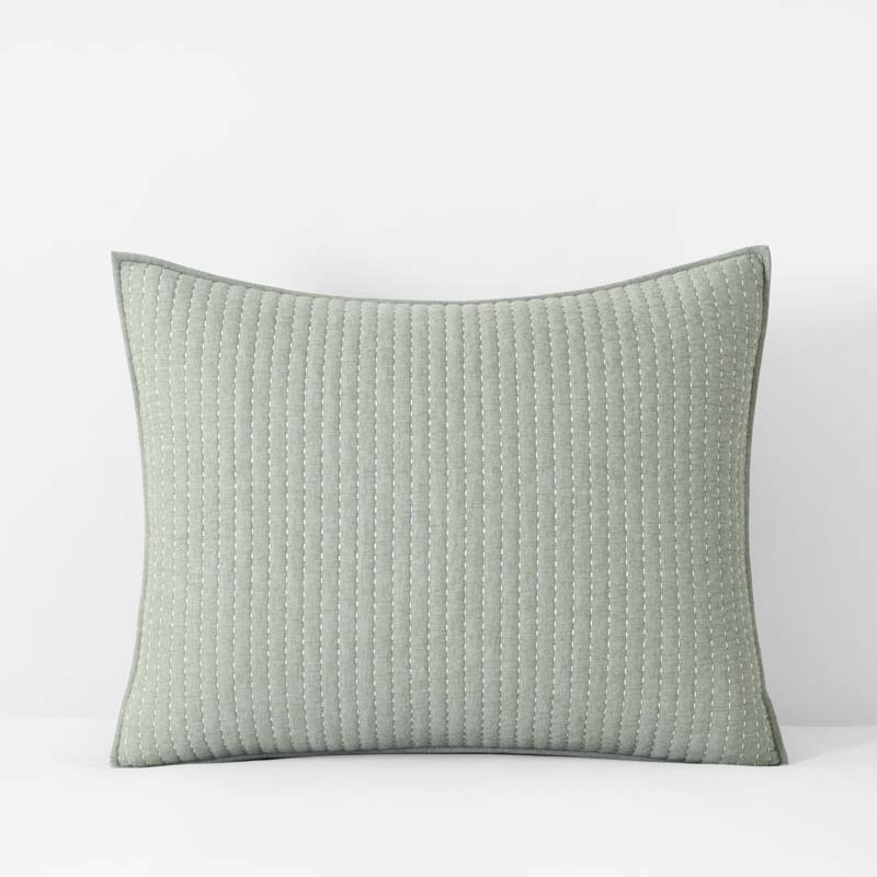 Fara Textured Kantha Quilted Sham - Green, Standard