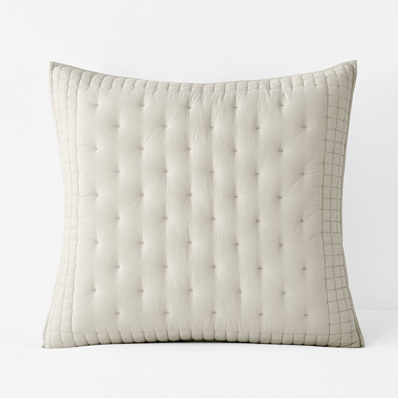 Pintuck Quilted Sham - Oatmeal, Euro