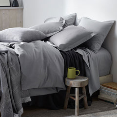 Classic Ultra-Cozy Cotton Velvet Flannel Bed Sheet Set - Slate Gray, Twin XL