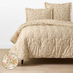 Joyful Floral Classic Smooth Sateen Comforter - Gold, King/Cal. King