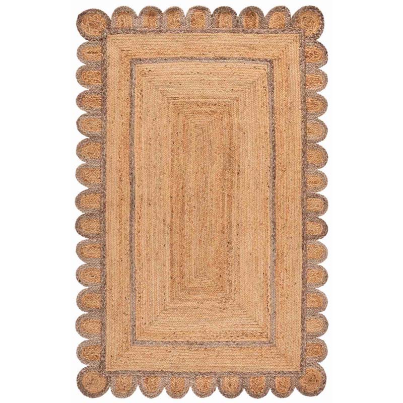 Scallop Border Handwoven Jute Rug - Gray, 3' x 5'